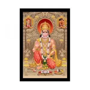 Generic Lord Hanuman Ji Painting with Synthetic Photo Frame (Multicolor)