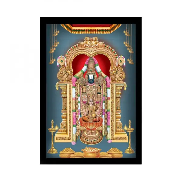 Generic Tirupati Balaji Painting with Synthetic Photo Frame (Multicolor)